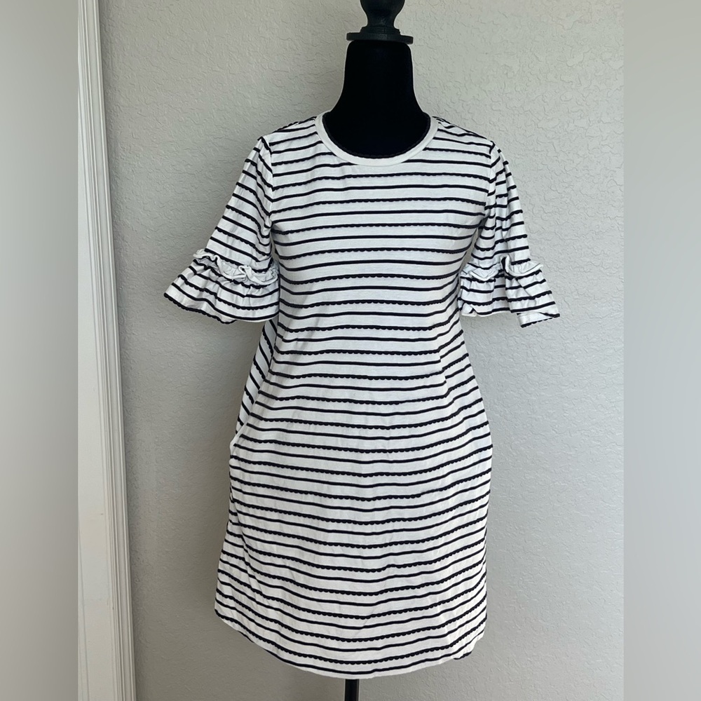 Sara Campbell Black and White Striped Long Sleeve Dress caja 4